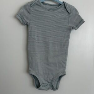 Carter's Short-Sleeve Striped One-Piece - Gray & Light Blue